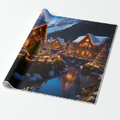 kerstdorp cadeaupapier (Uitgerold)