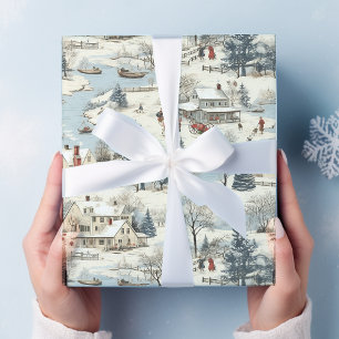 kerstdorp cadeaupapier