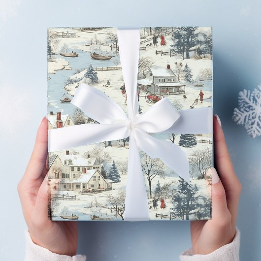 kerstdorp cadeaupapier