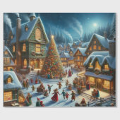 kerstdorp cadeaupapier (Vlak)