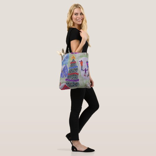 Kerstdorp Canvas tas (Op model)