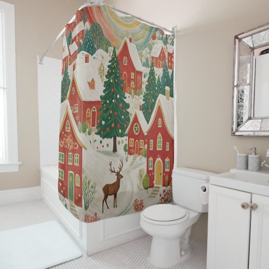 kerstdorp douchegordijn (In situ)