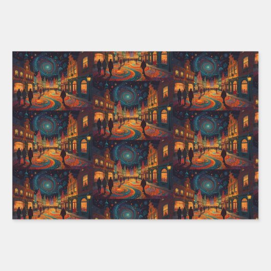 Kerstdorp Europa Inpakpapier Vel (Voorkant 3)