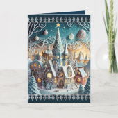 kerstdorp feestdagen kaart (Voorkant)