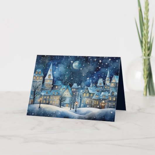 kerstdorp feestdagen kaart (Voorkant)