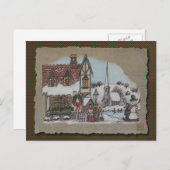 kerstdorp feestdagenkaart (Voorkant / Achterkant)