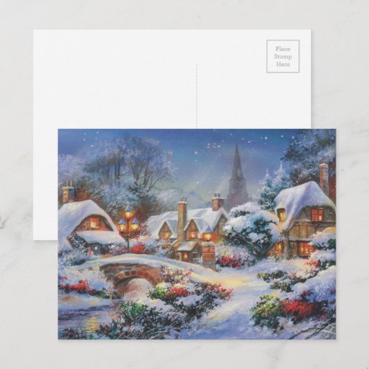 kerstdorp feestdagenkaart (Voorkant / Achterkant)