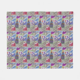 kerstdorp fleece deken