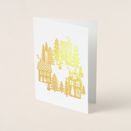kerstdorp folie kaarten (Voorkant)