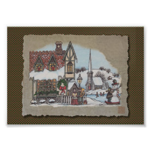 kerstdorp foto afdruk