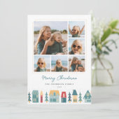 Kerstdorp fotocollage feestdagenkaart (Staand voorkant)