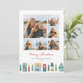 Kerstdorp fotocollage feestdagenkaart (Staand voorkant)