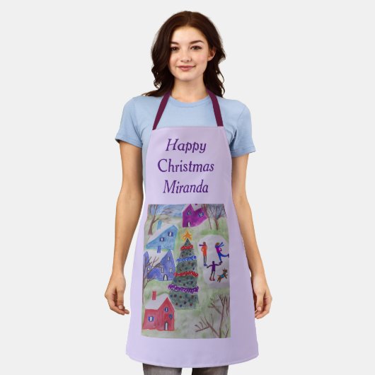kerstdorp gepersonaliseerd schort (Gedragen)