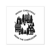 Kerstdorp Gepersonaliseerde vakantie Zelfinktende Stempel (Design)
