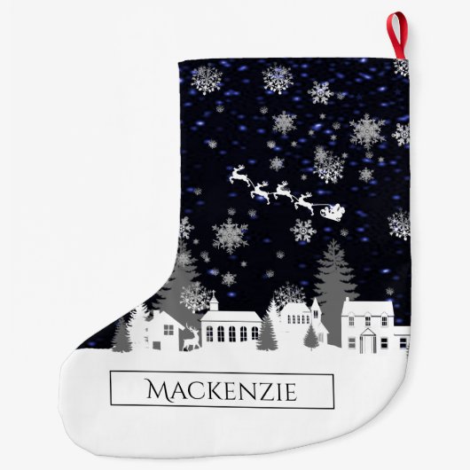 Kerstdorp gepersonaliseerde voorraad grote kerstsok (Achterkant)