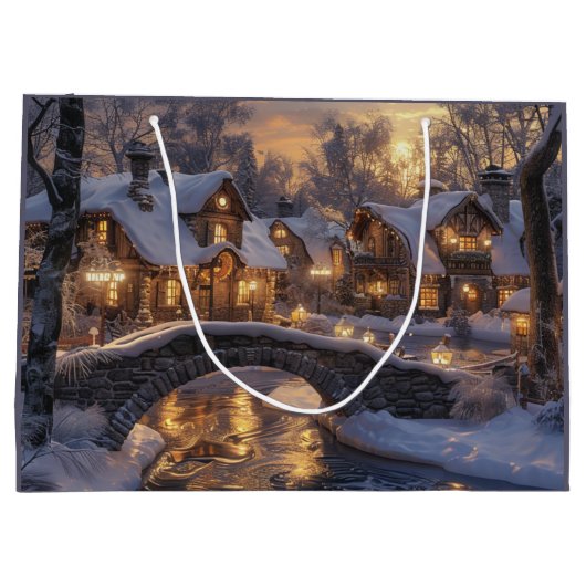 Kerstdorp Gezellige Winter Scene Kerstmis Groot Cadeauzakje (Achterkant)