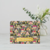 Kerstdorp Grijze Folie Holiday Post Kaart (Staand Voorkant)