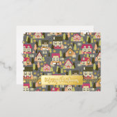 Kerstdorp Grijze Folie Holiday Post Kaart (Voorkant / Achterkant)