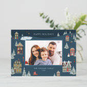 Kerstdorp Holiday Fotokaart Kaart (Staand voorkant)
