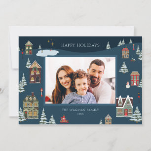 Kerstdorp Holiday Fotokaart Kaart