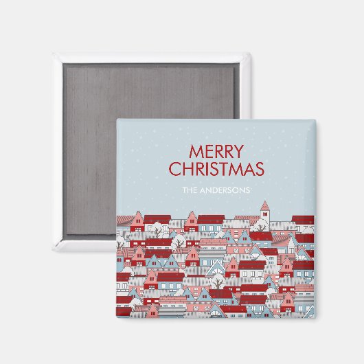 Kerstdorp Holiday Magnet (Voorkant / Achterkant)