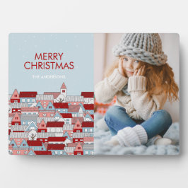 Kerstdorp Holiday Photo Table Plaque Fotoplaat