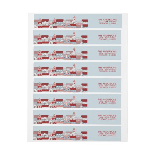 Kerstdorp Holiday Wraparound Adres label (Vel)