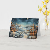 Kerstdorp Illustratie Kaart (Gele Bloem)