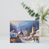 Kerstdorp in de Bergen Winter Feestdagenkaart (Staand voorkant)