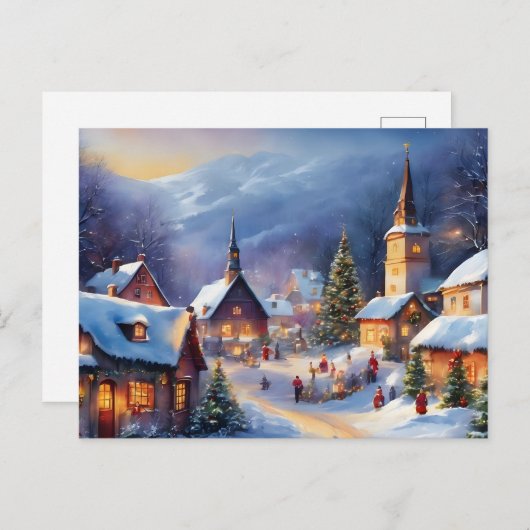 Kerstdorp in de Bergen Winter Feestdagenkaart (Voorkant / Achterkant)