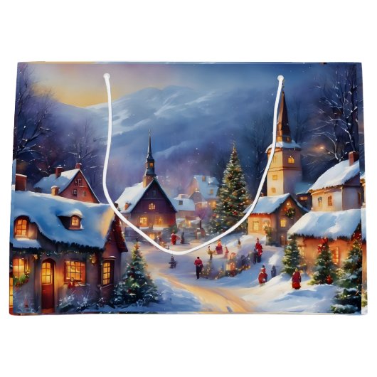 Kerstdorp in de Bergen Winter Groot Cadeauzakje (Voorkant)