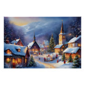 Kerstdorp in de Bergen Winter Perfect Poster (Voorkant)
