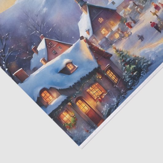 Kerstdorp in de Bergen Winter Tissuepapier (Detail)