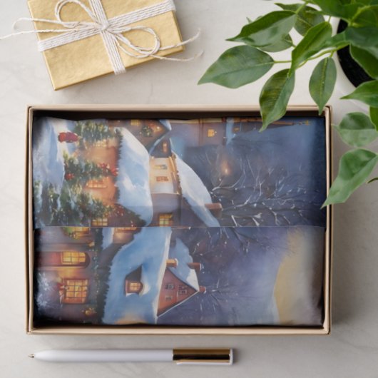 Kerstdorp in de Bergen Winter Tissuepapier (Geschenk)