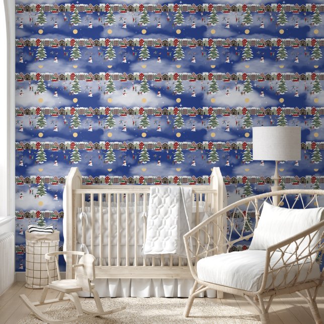 Kerstdorp in het maanlicht behang (Kinderen)