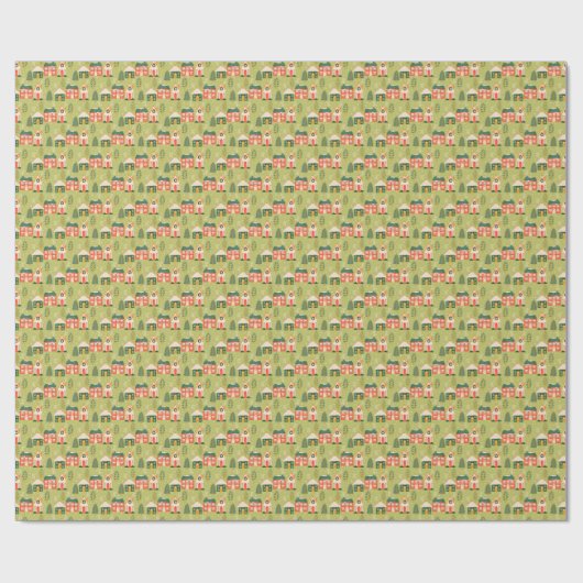 Kerstdorp in Pastel Green Cadeaupapier (Vlak)
