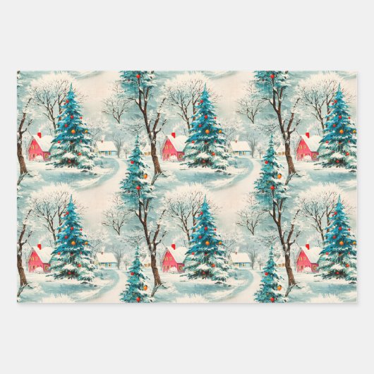  kerstdorp inpakpapier vel (Voorkant)