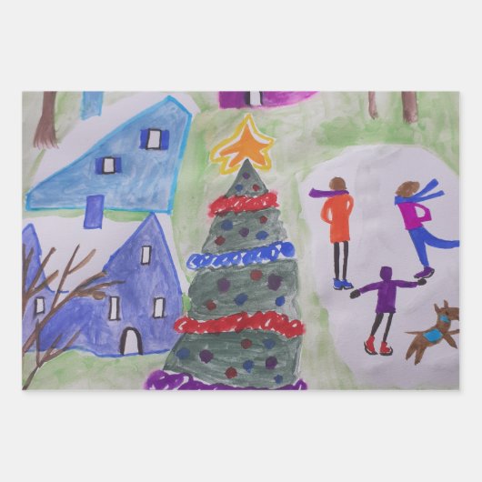 kerstdorp inpakpapier vel (Voorkant 3)