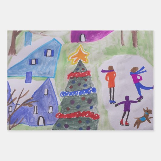 kerstdorp inpakpapier vel (Voorkant 2)