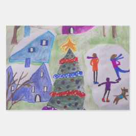 kerstdorp inpakpapier vel