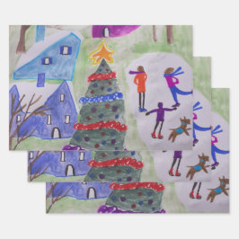 kerstdorp inpakpapier vel