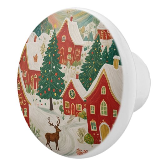 kerstdorp keramische knop (Rechts)