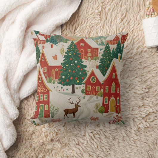 kerstdorp kussen (Deken)