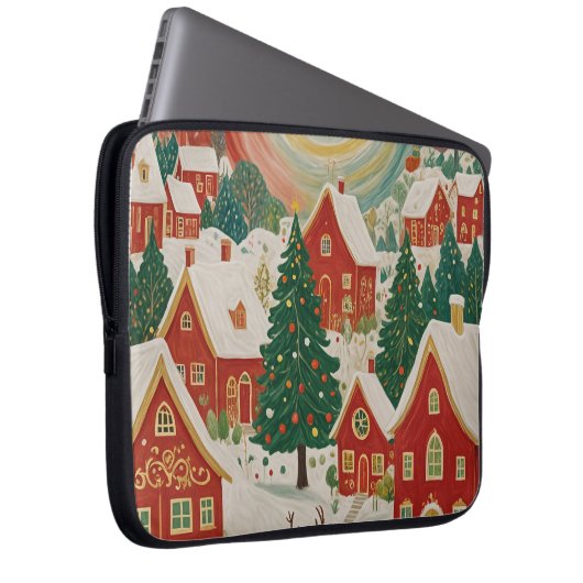 kerstdorp laptop sleeve (Voorkant Rechts)