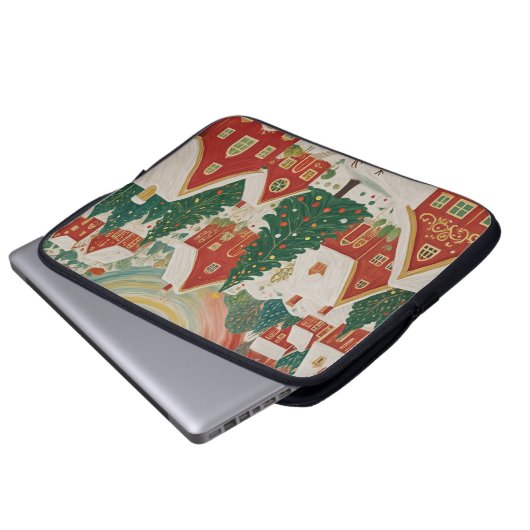 kerstdorp laptop sleeve (Voorkant onderkant)