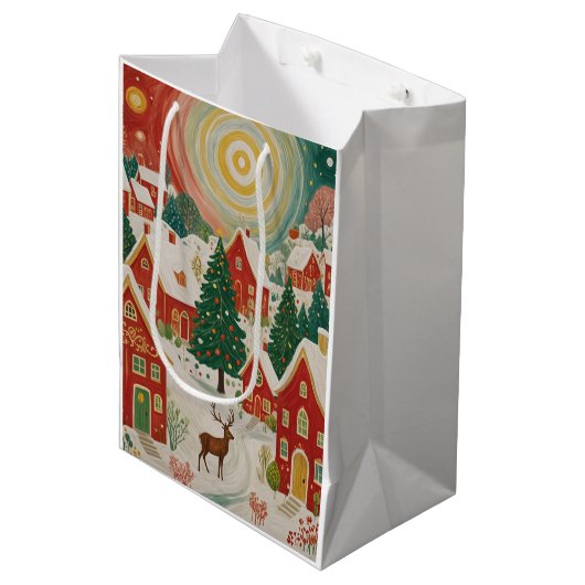 kerstdorp medium cadeauzakje (Voorkant Gekanteld)