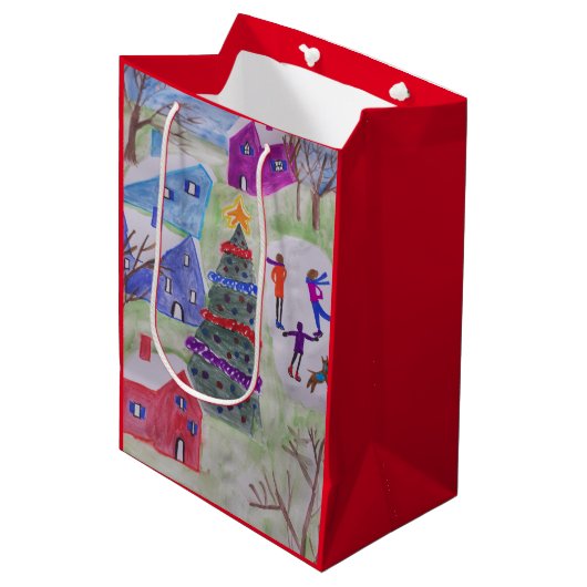 kerstdorp medium cadeauzakje (Voorkant Gekanteld)