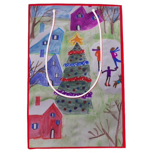 kerstdorp medium cadeauzakje (Voorkant)