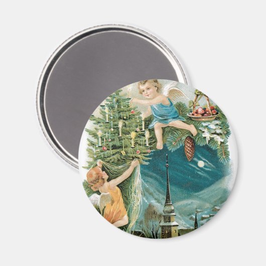 Kerstdorp met Angels Magneet (Voorkant / Achterkant)