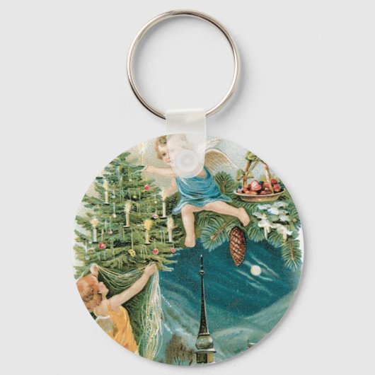 Kerstdorp met Angels Sleutelhanger (Voorkant)